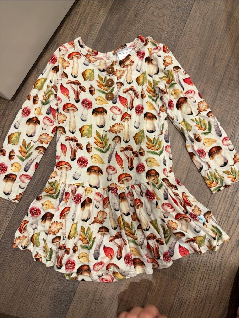 Posh Peanut Floral Ruffle Dress in Cream, Brown, Pink